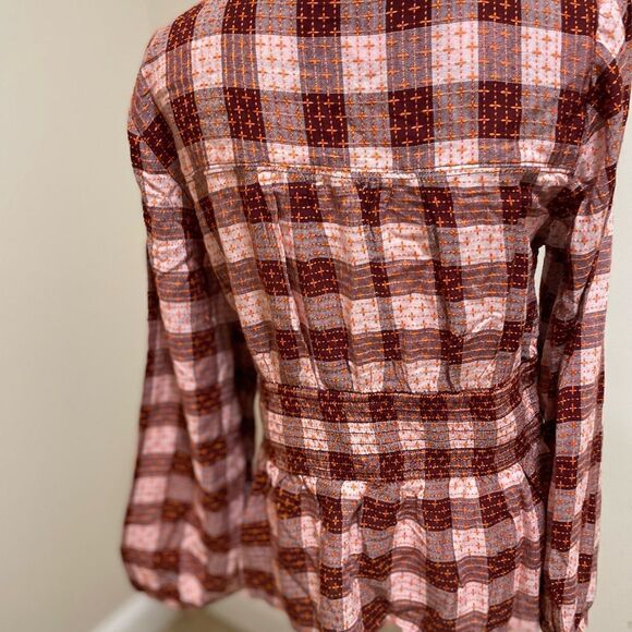 NWT Anthropologie Pilcro Deep-V Neck
Plaid Blouse Top Size L - Picture 9 of 10